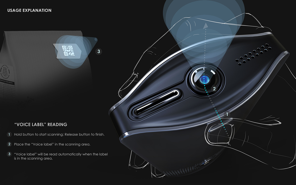 Voice tag，Fashion sense，Handheld code scanner，industrial design，product design，QR code，