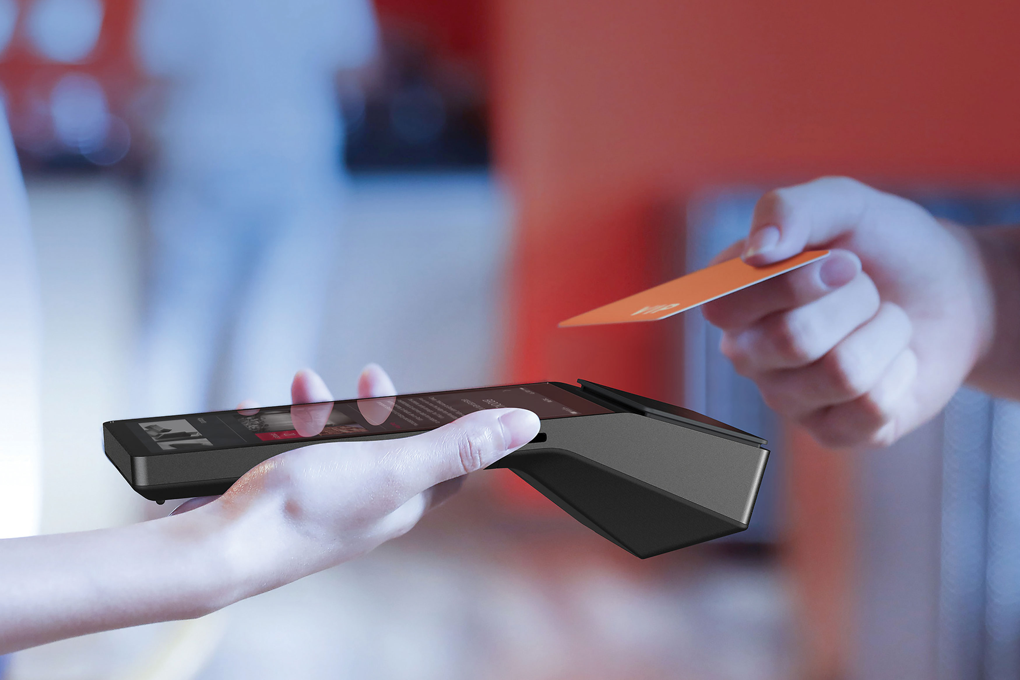 2020 red dot design concept award，POS terminal，Handheld Smart，POS-terminal，Handheld，Pure black glass，