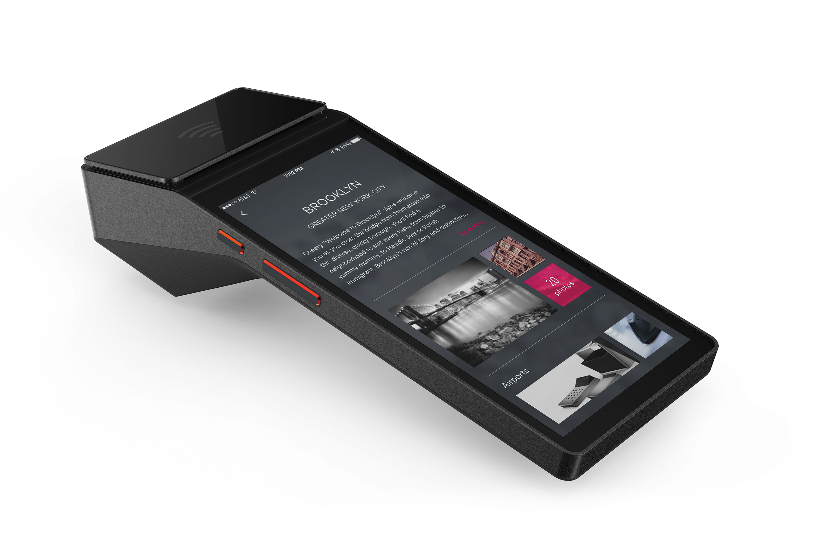 2020 red dot design concept award，POS terminal，Handheld Smart，POS-terminal，Handheld，Pure black glass，