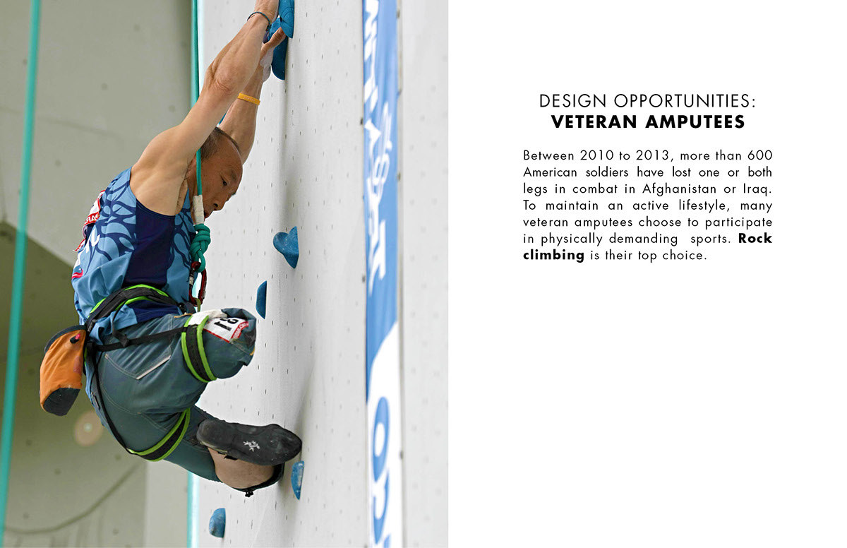 inspiration source，Disabled people，Rock Climbing，Outdoor tool design，Prosthesis，Project display，