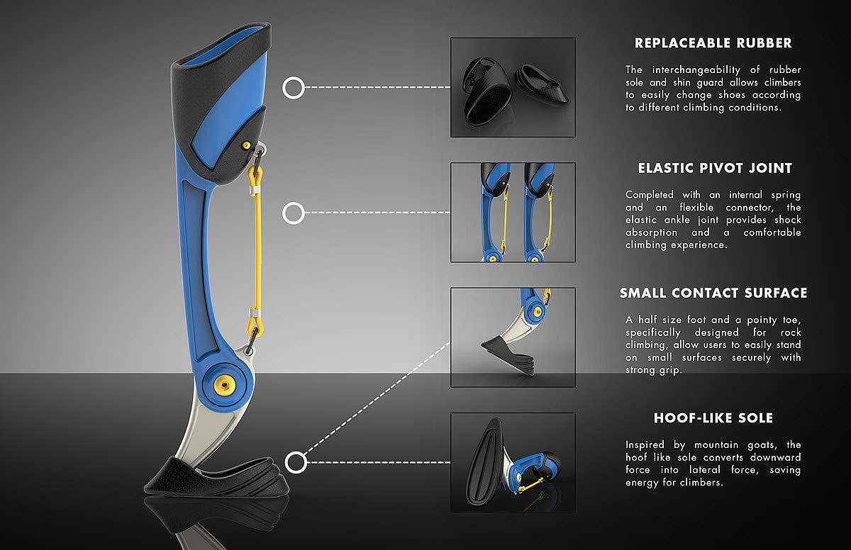 inspiration source，Disabled people，Rock Climbing，Outdoor tool design，Prosthesis，Project display，