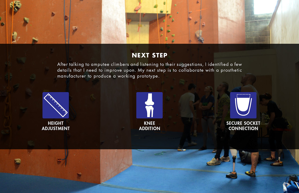 inspiration source，Disabled people，Rock Climbing，Outdoor tool design，Prosthesis，Project display，