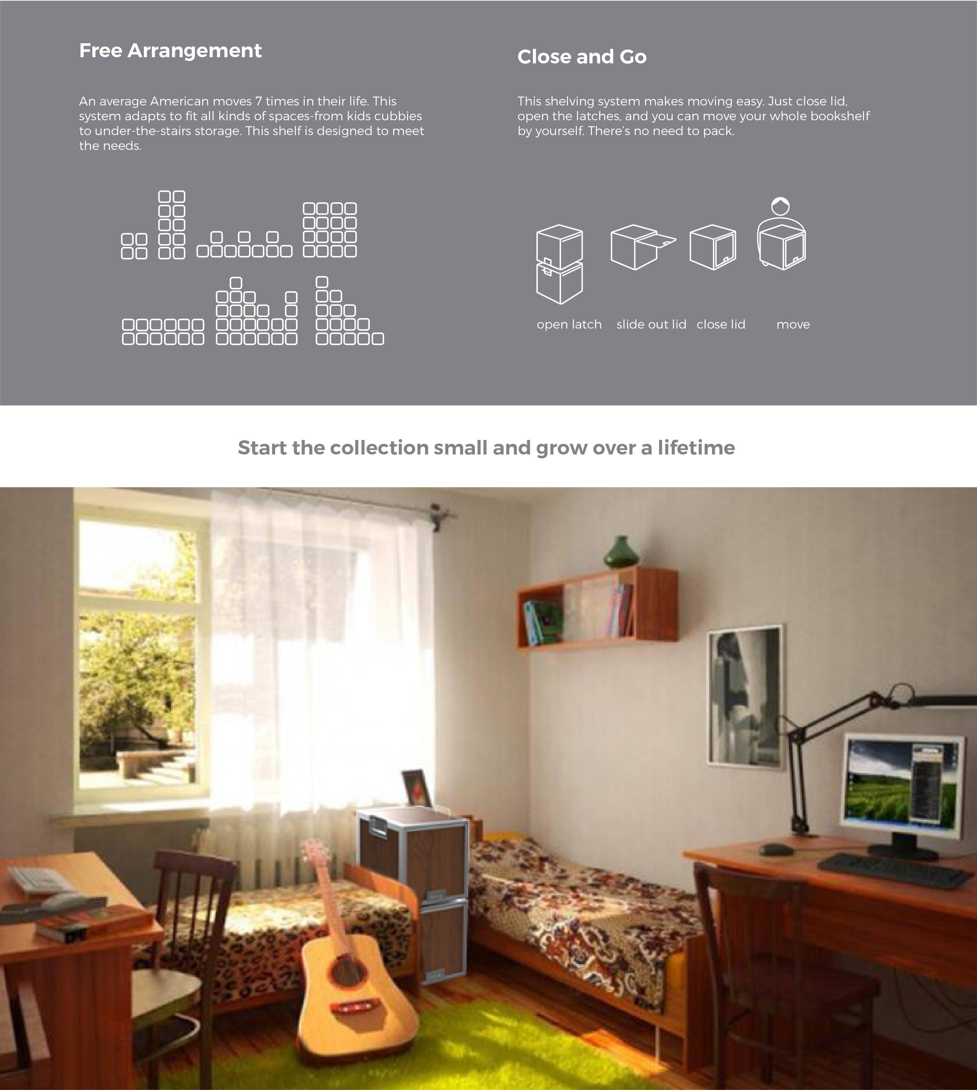 bookshelf，product design，Home design，modularization，house-moving，Break away，