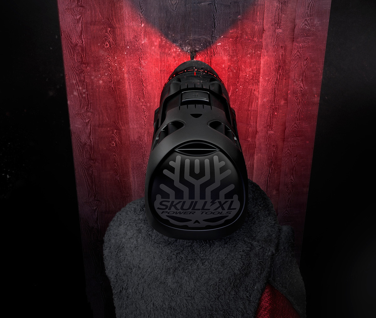 skull，Electric drill，Tool design，industrial design，Dark style，