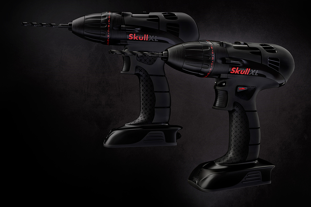 skull，Electric drill，Tool design，industrial design，Dark style，