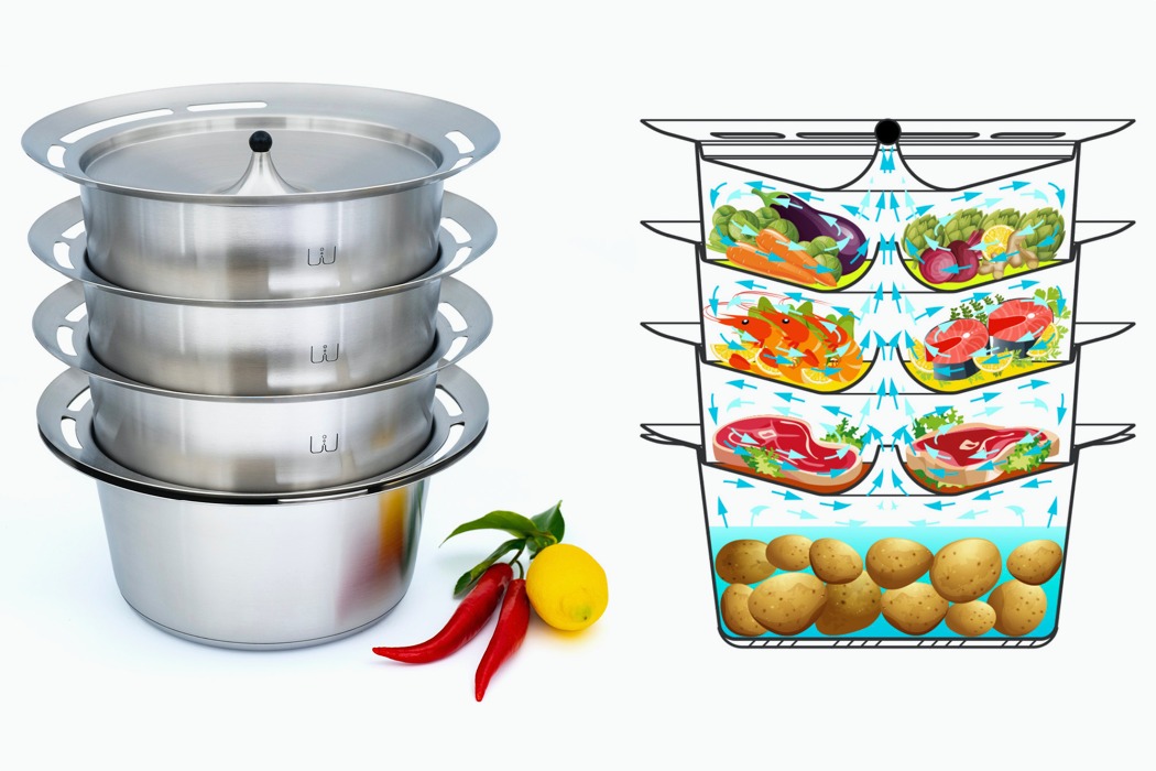 Wulcano suit，cooking，Stackable steamer，