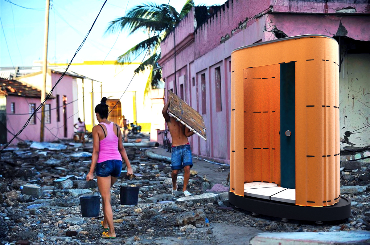 meet an emergency，disaster relief，simple，Bath，industrial design，