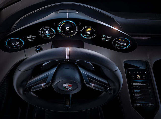 Porsche，mission-e，Electric sports car，conceptual design，Sports car design，