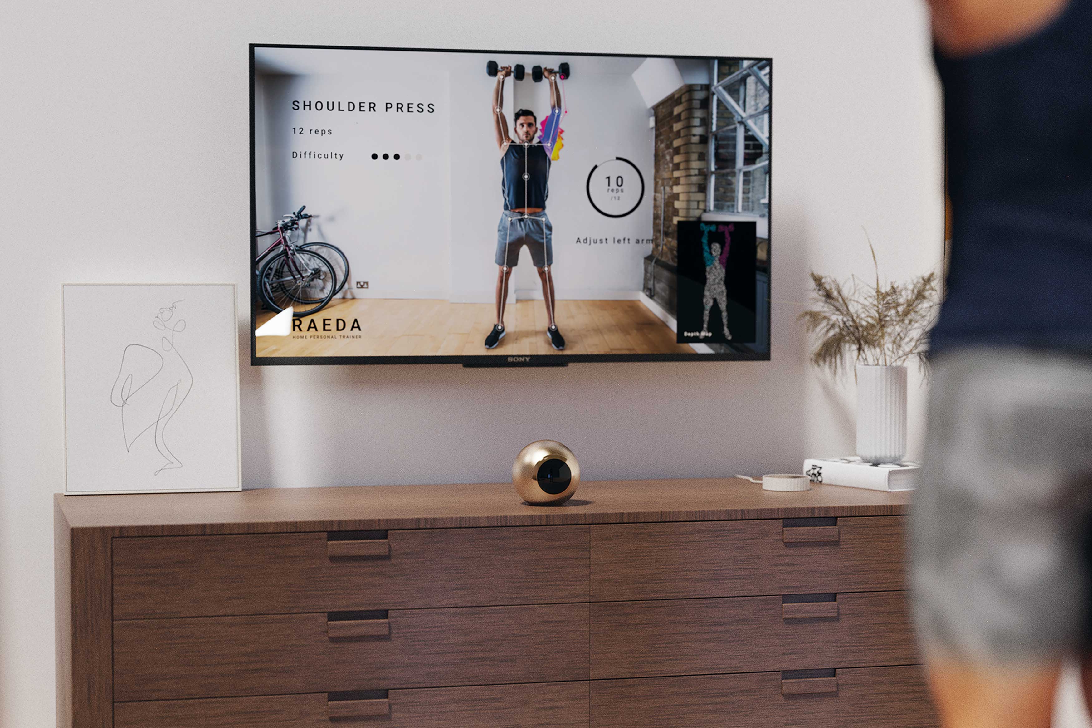 2020 red dot design concept award，personal trainer，RAEDA，3d，motion，indoor，Home AI personal trainer，AI sensor，