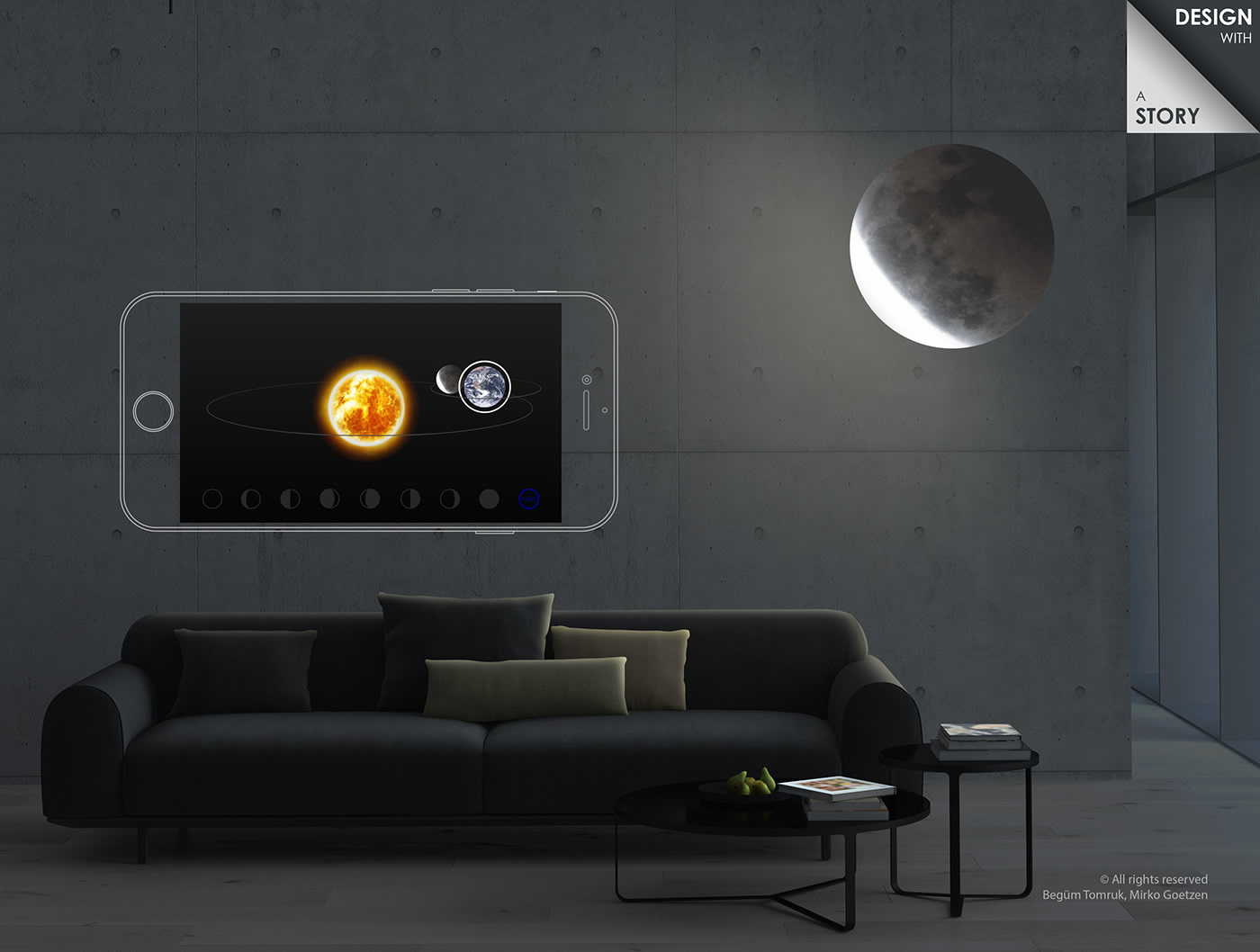 Smart home，Moon light，App control，Lunar phase change，