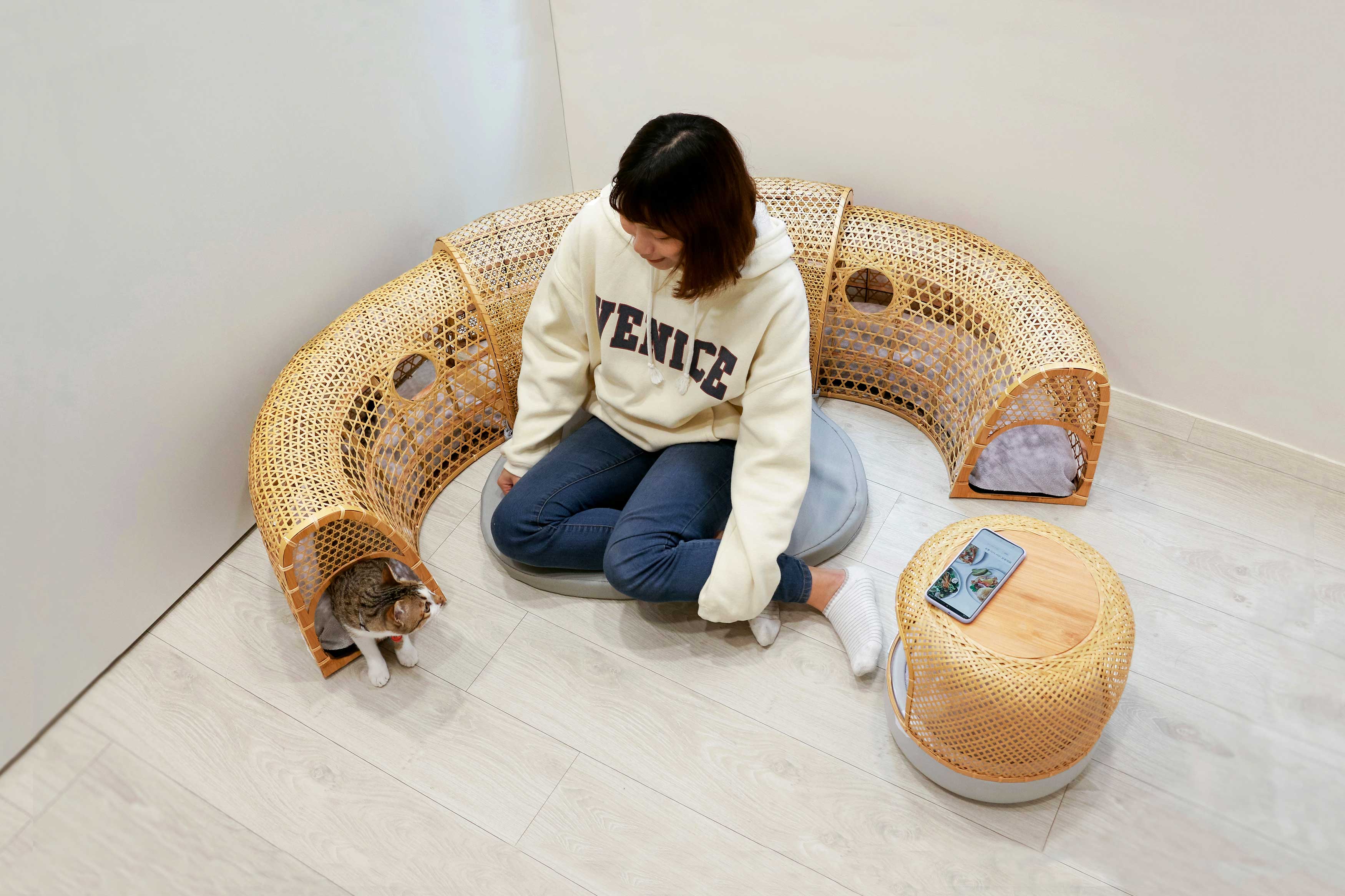 2020 red dot design concept award，Pets，Catyou In A Circle，Cat Furniture，Kitty，Cat tunnel，