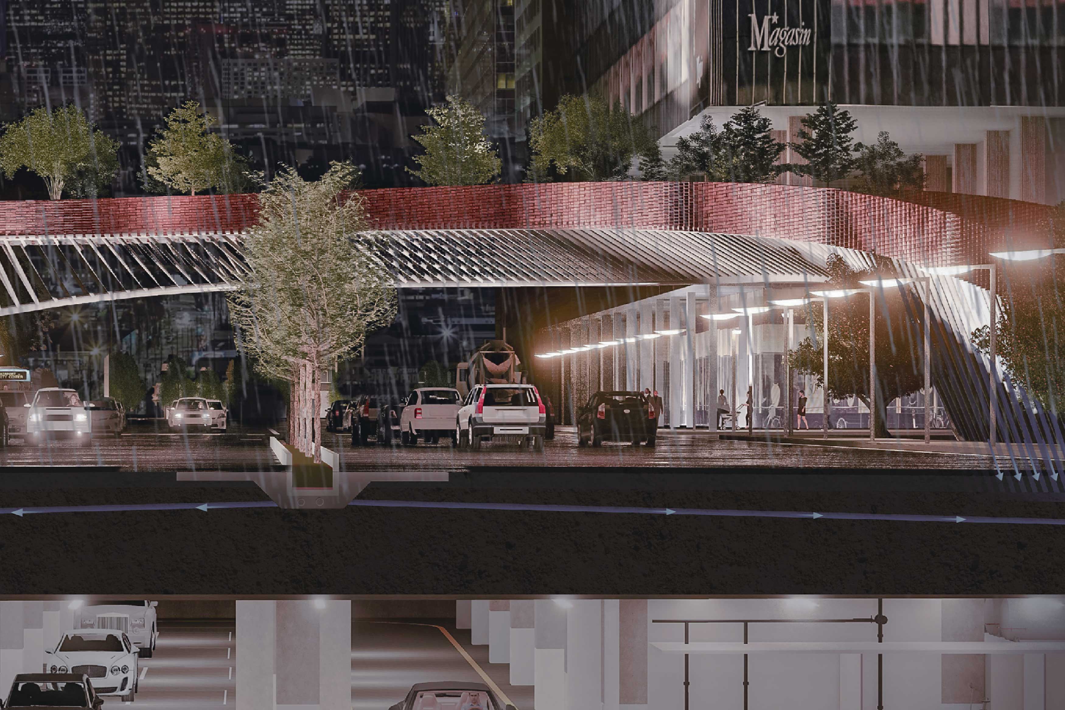 2020 red dot design concept award，Urban Oasis Bridge，Bridge，Footbridge，Steel truss，