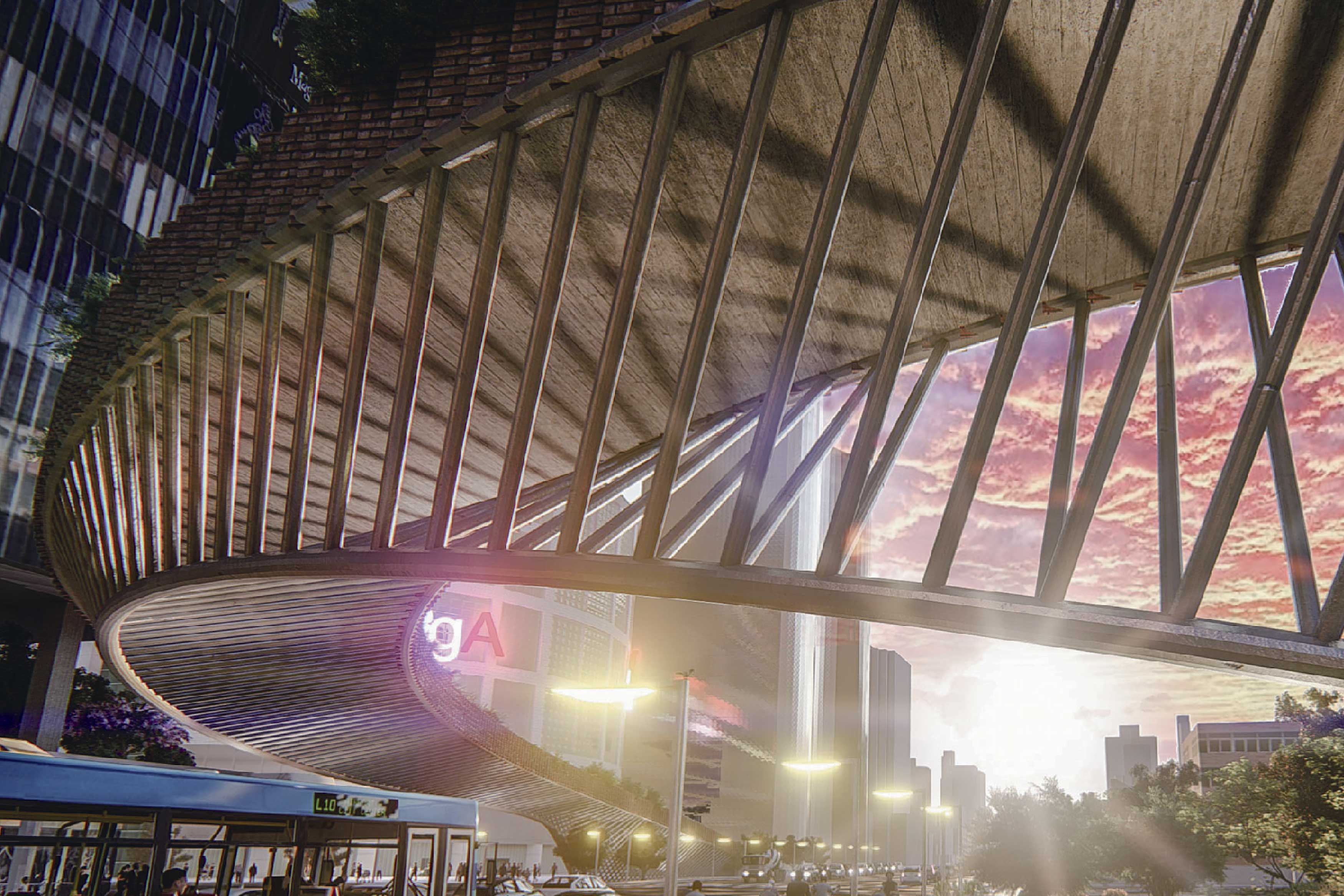 2020 red dot design concept award，Urban Oasis Bridge，Bridge，Footbridge，Steel truss，