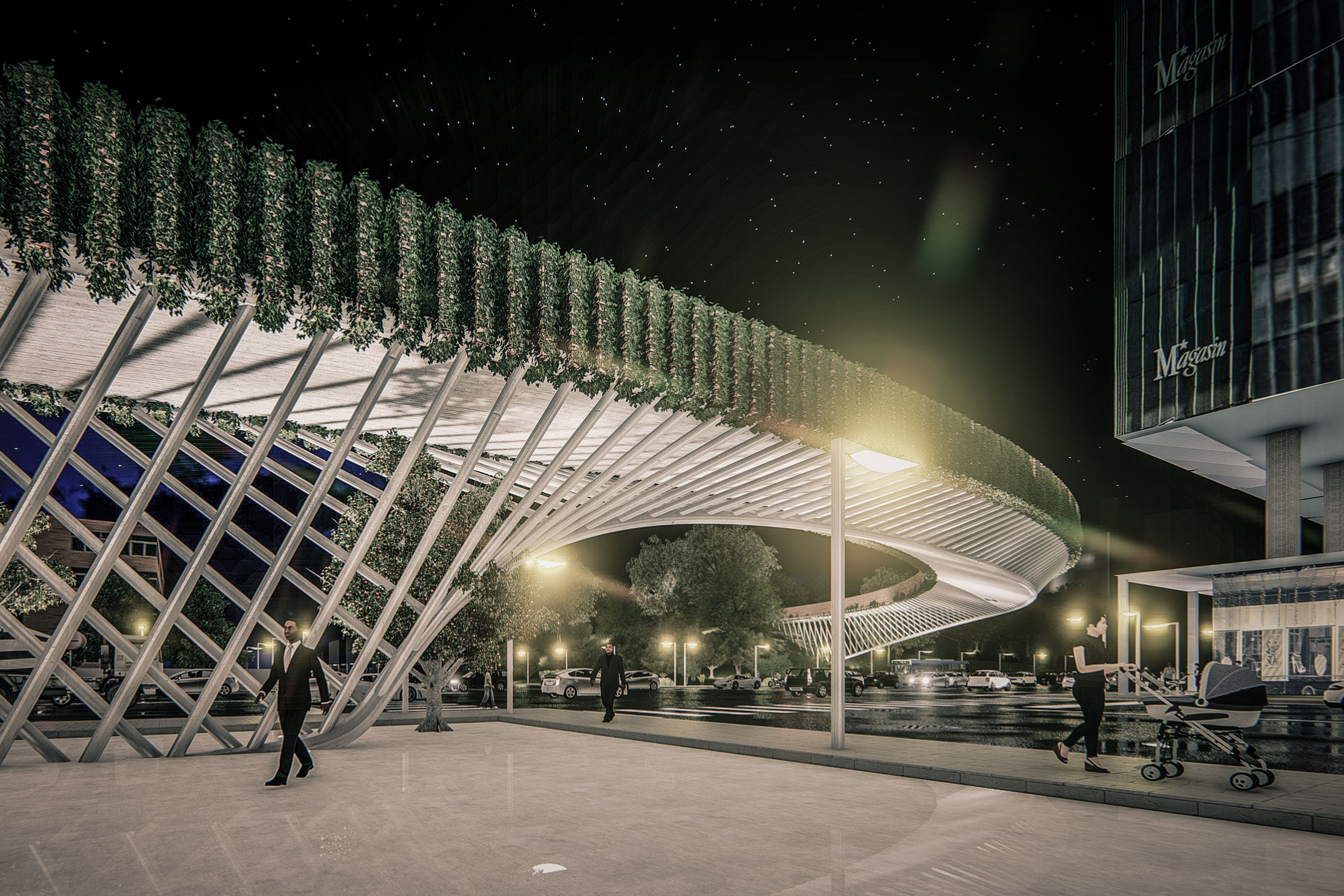 2020 red dot design concept award，Urban Oasis Bridge，Bridge，Footbridge，Steel truss，