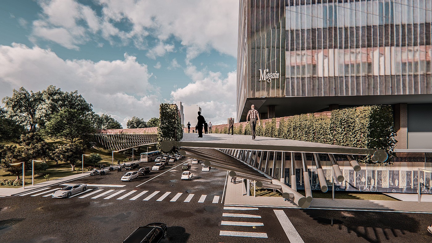 2020 red dot design concept award，Urban Oasis Bridge，Bridge，Footbridge，Steel truss，