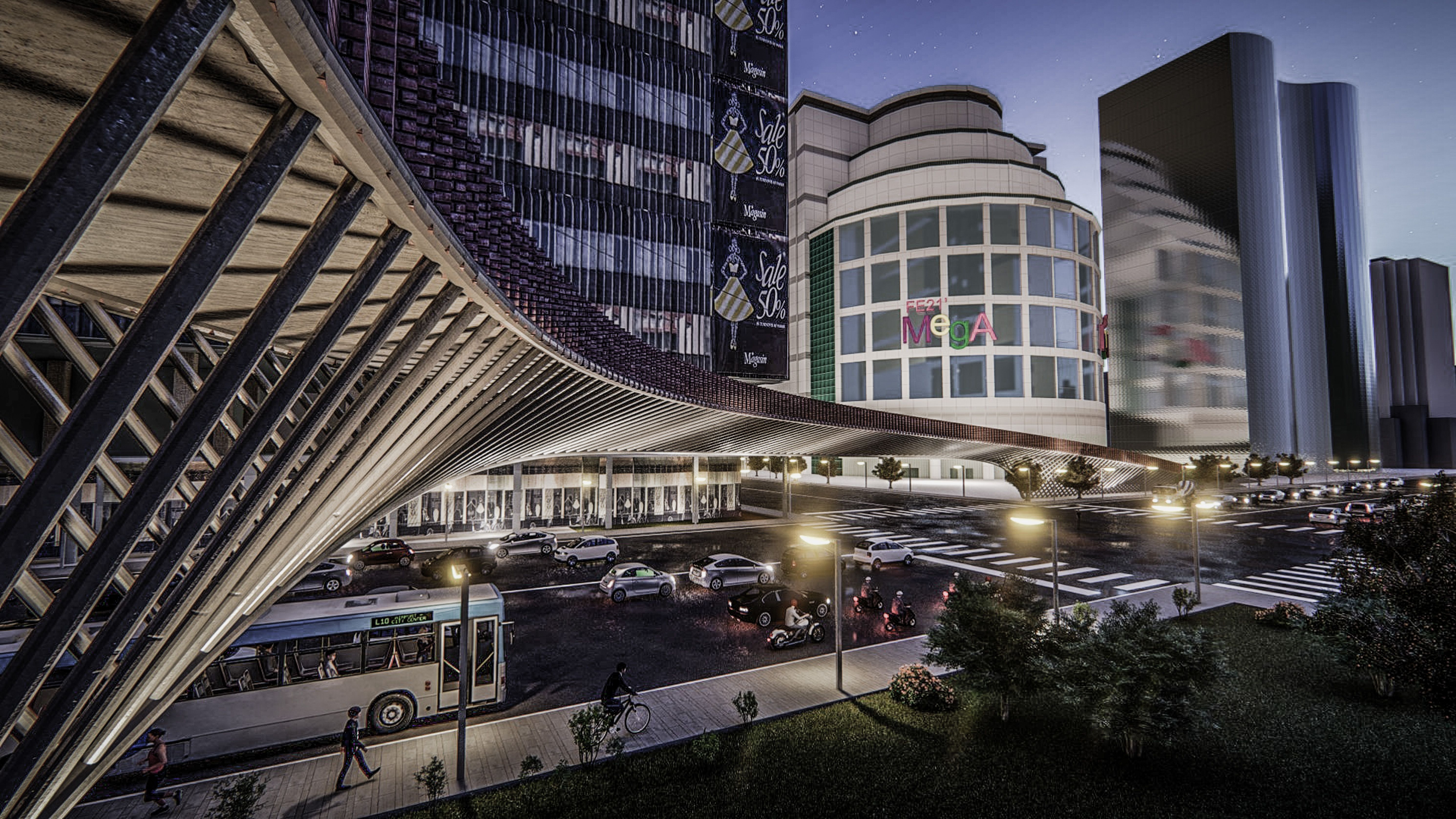 2020 red dot design concept award，Urban Oasis Bridge，Bridge，Footbridge，Steel truss，