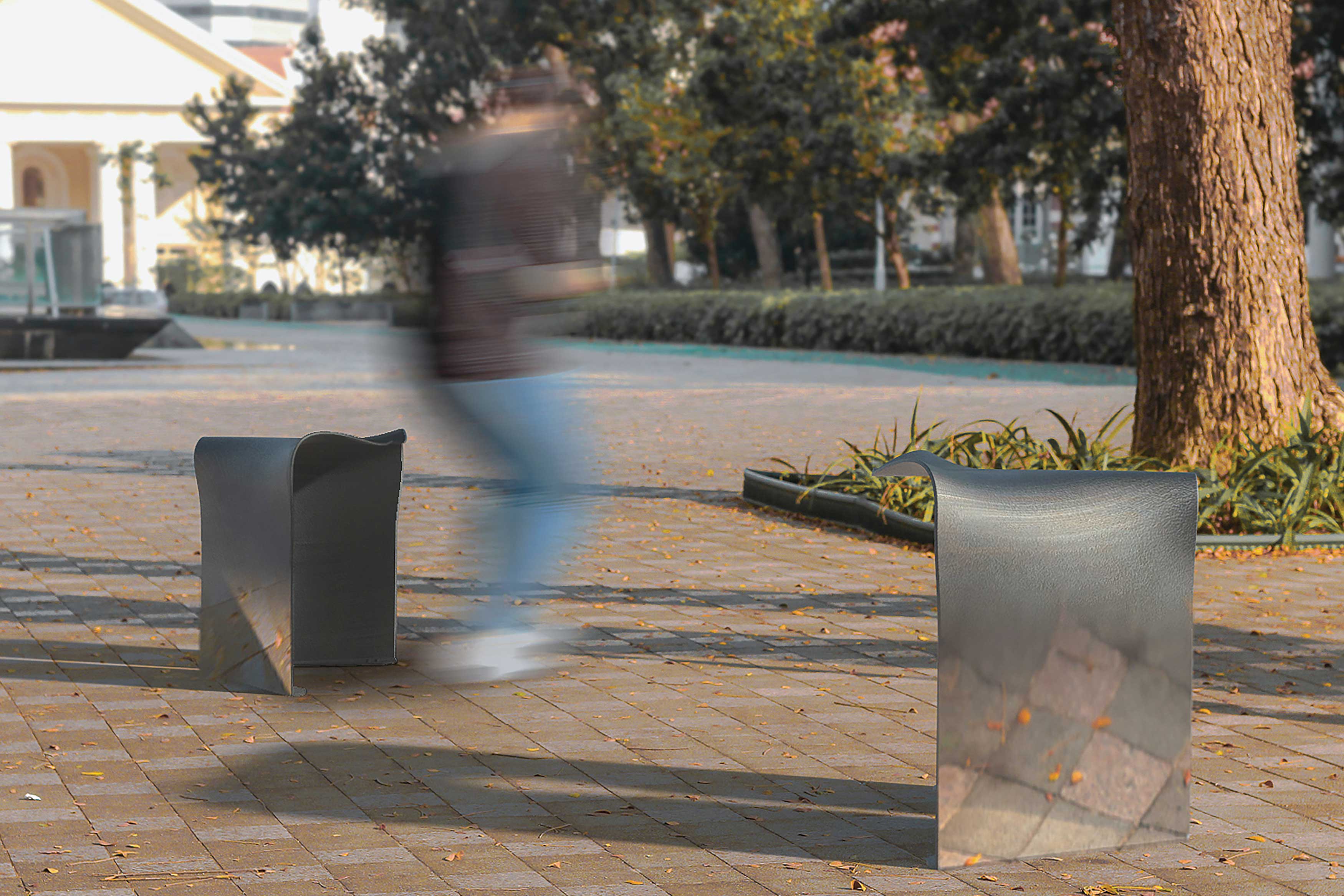 2020 red dot design concept award，stool，Levitating Stool，Mirage，Made of stainless steel plate，Mirror polishing，