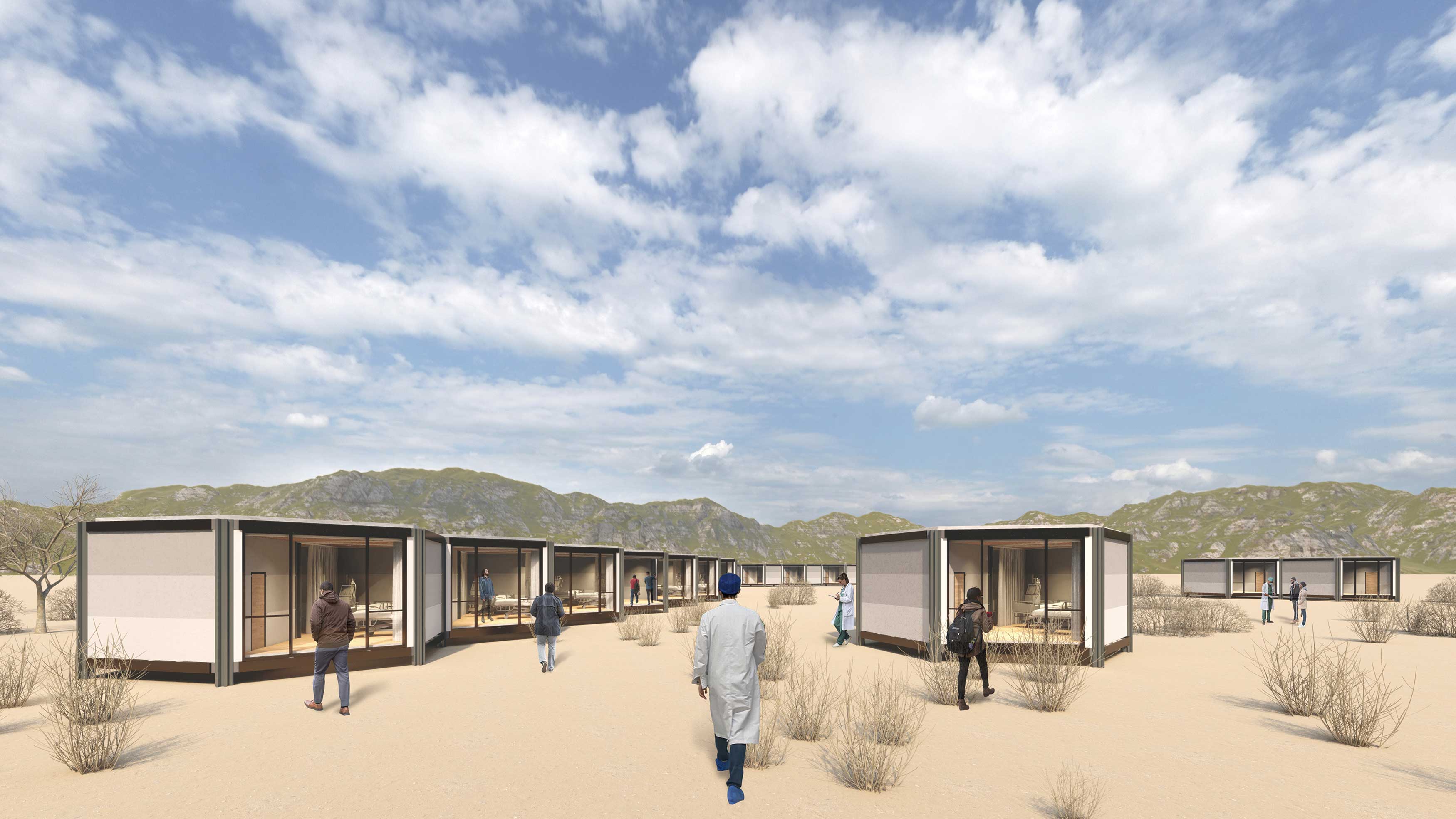 2020 red dot design concept award，Regenerate，Modular mobile hospital，hexagon，