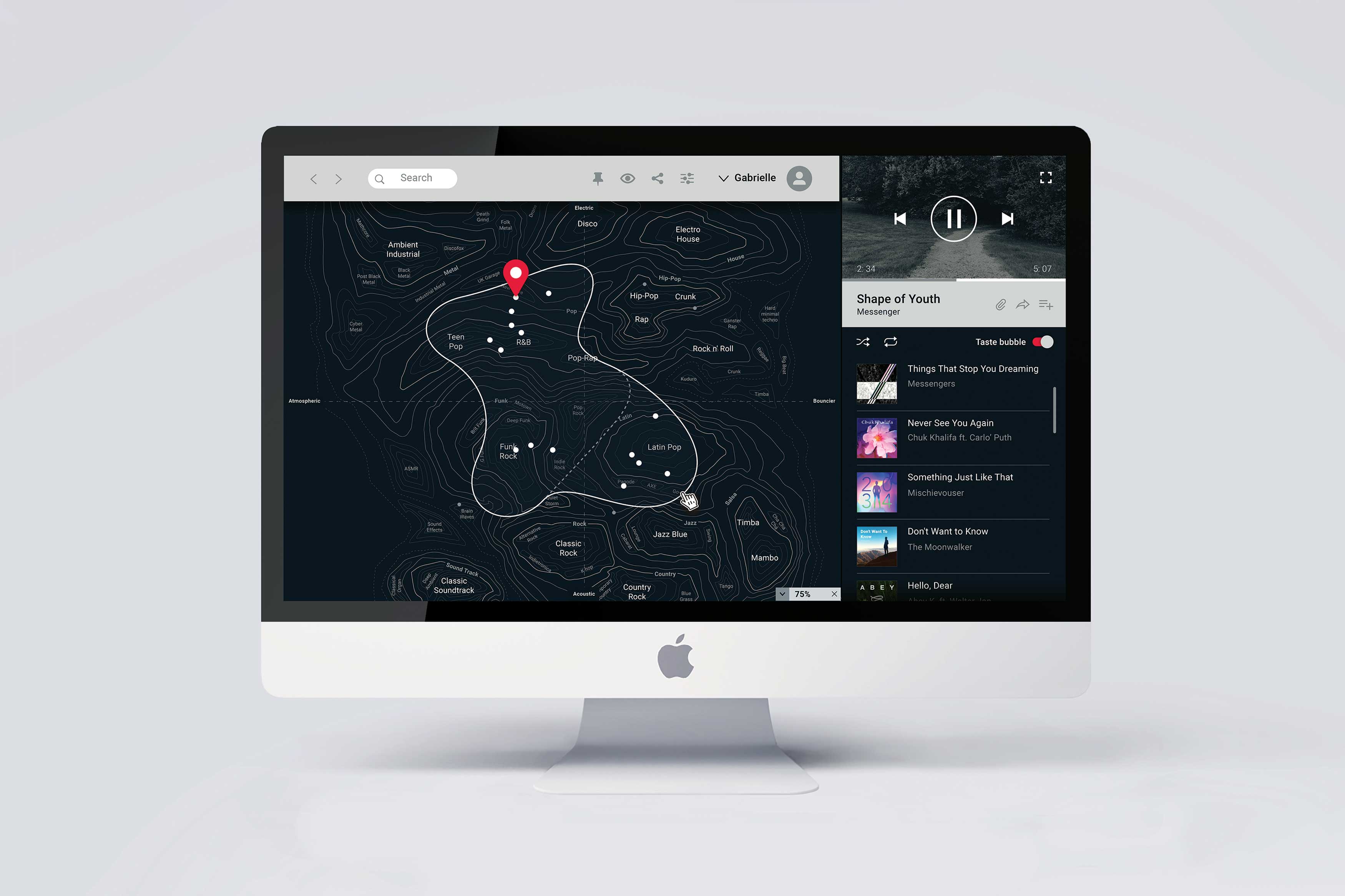 2020 red dot design concept award，Musiac，Music recommendation service，