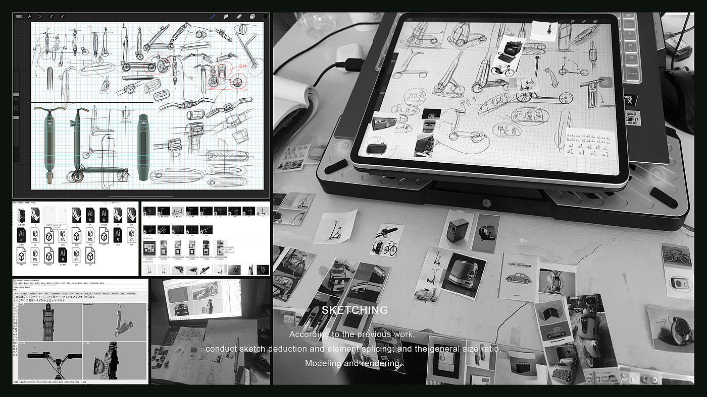 product design，industrial design，Keyshot rendering，Scooter，sample reels，