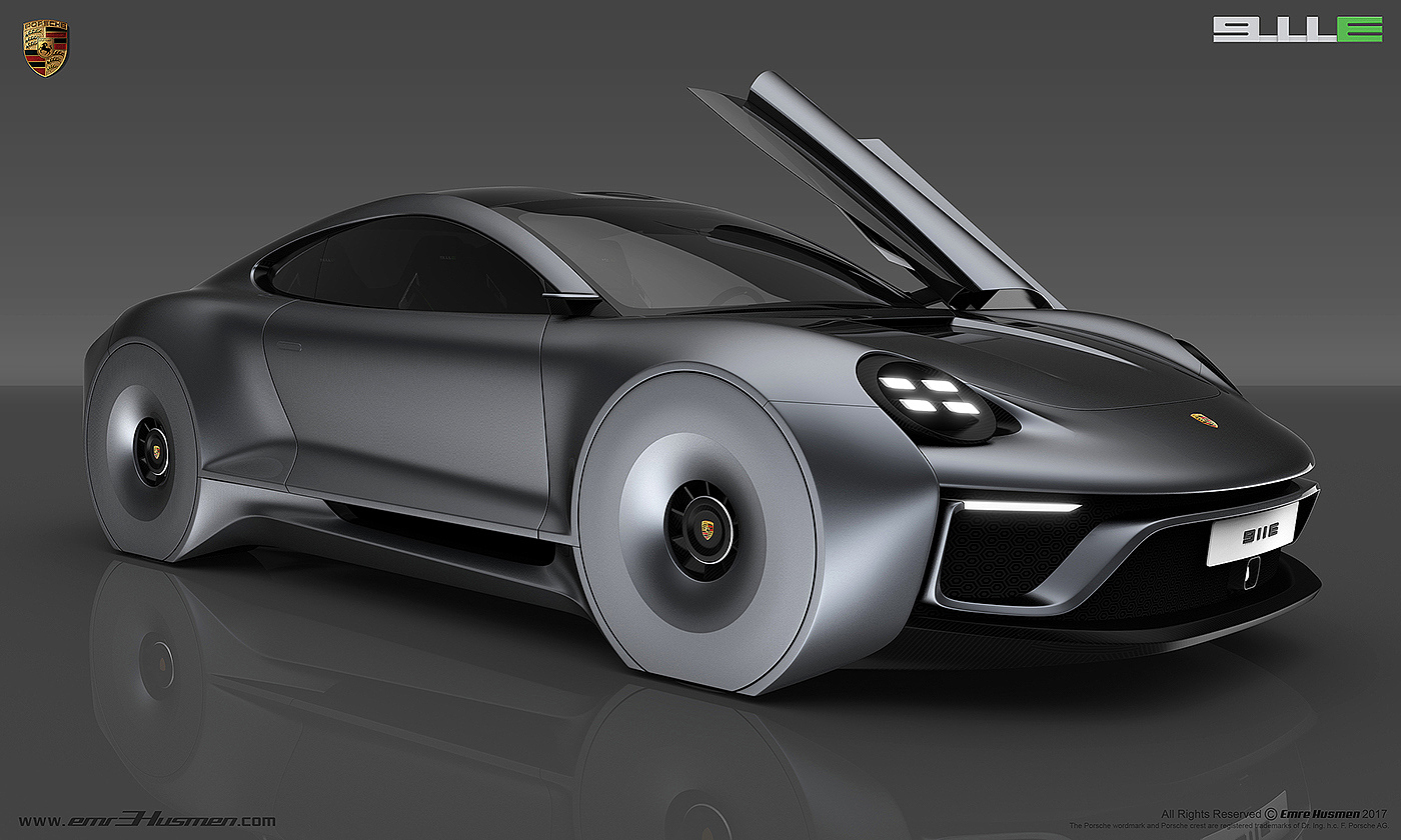 Porsche，911e，Automobile design，industrial design，modeling，Model，Render，