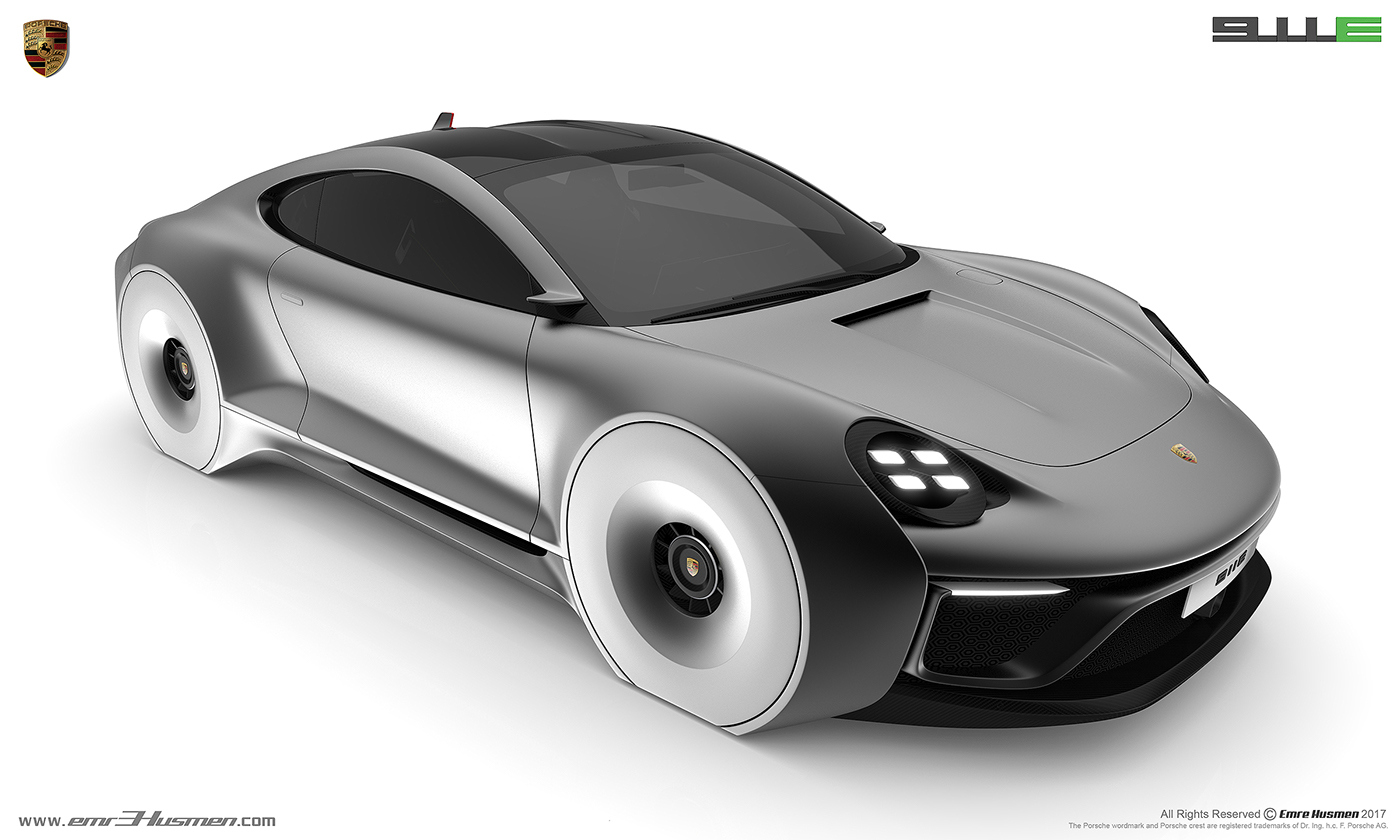 Porsche，911e，Automobile design，industrial design，modeling，Model，Render，