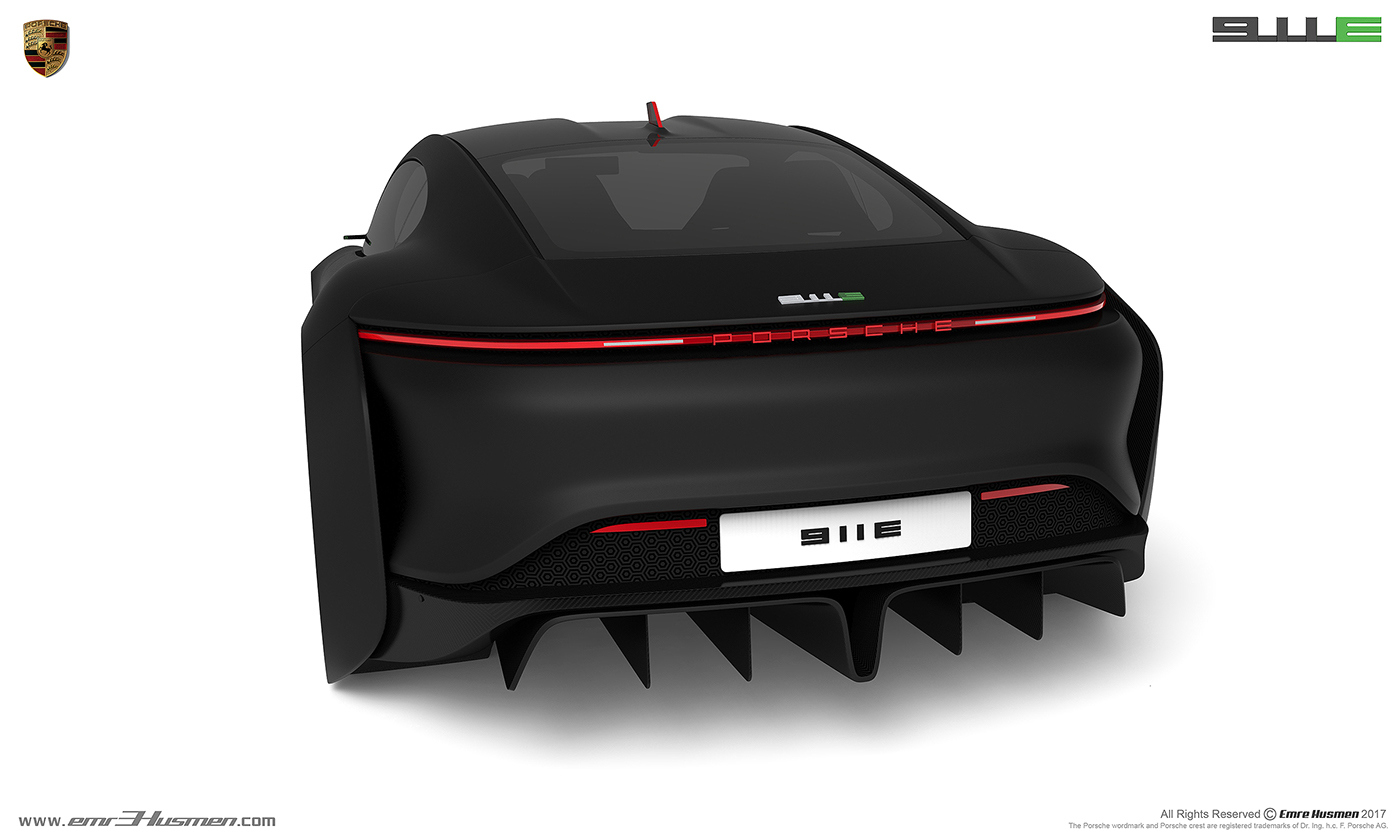 Porsche，911e，Automobile design，industrial design，modeling，Model，Render，