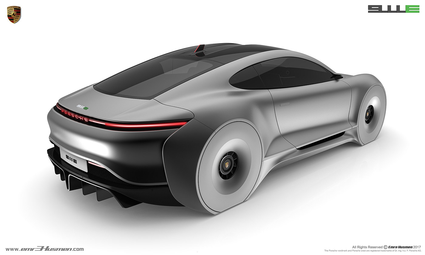Porsche，911e，Automobile design，industrial design，modeling，Model，Render，