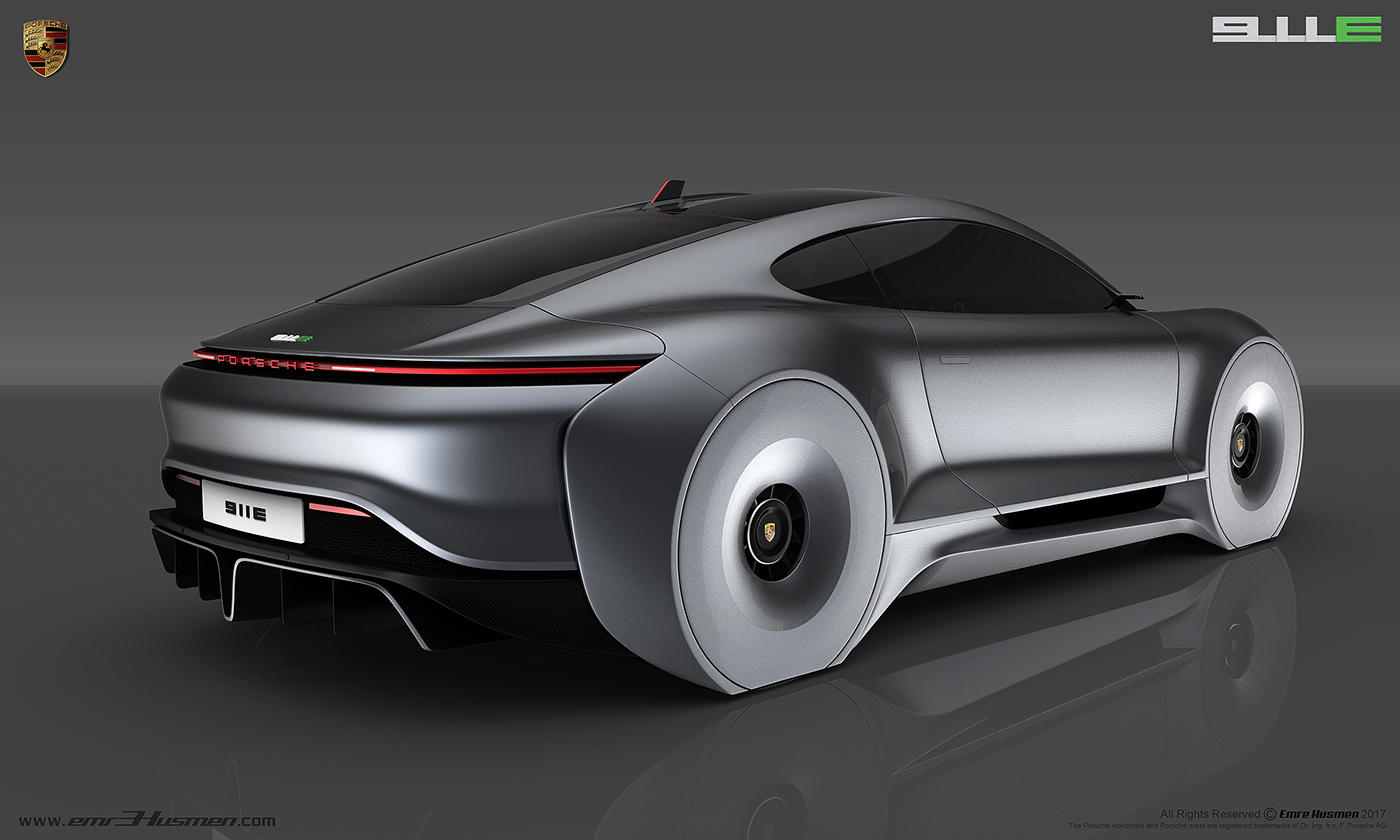 Porsche，911e，Automobile design，industrial design，modeling，Model，Render，