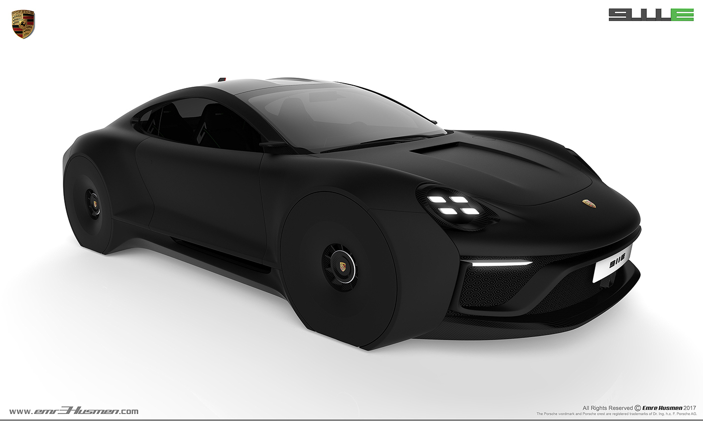 Porsche，911e，Automobile design，industrial design，modeling，Model，Render，