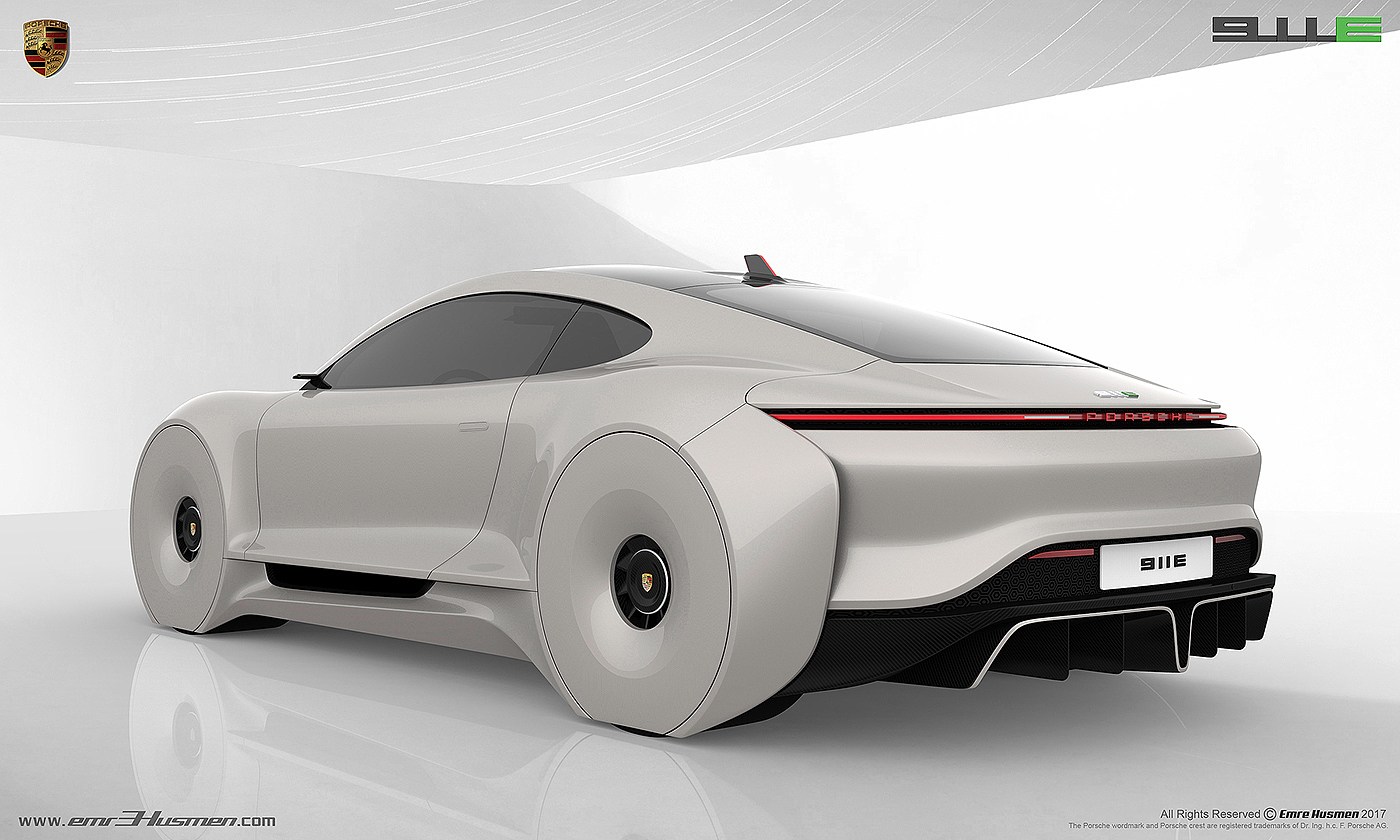 Porsche，911e，Automobile design，industrial design，modeling，Model，Render，