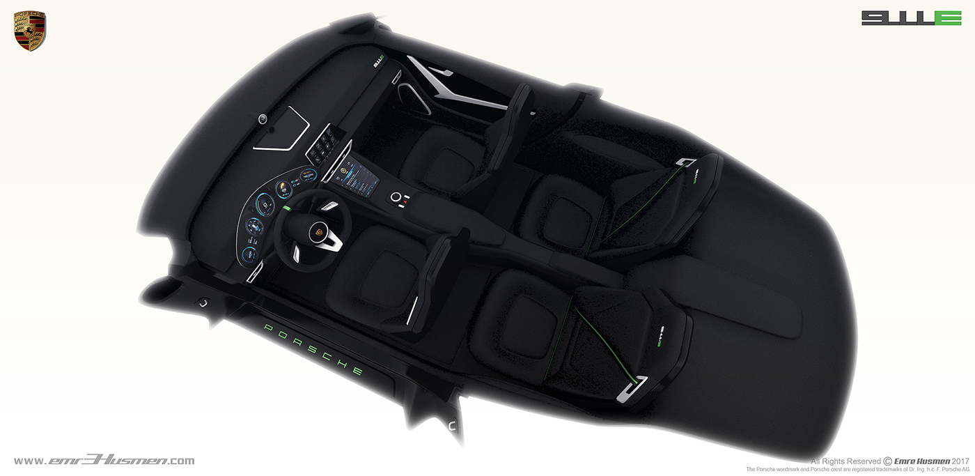 Porsche，911e，Automobile design，industrial design，modeling，Model，Render，