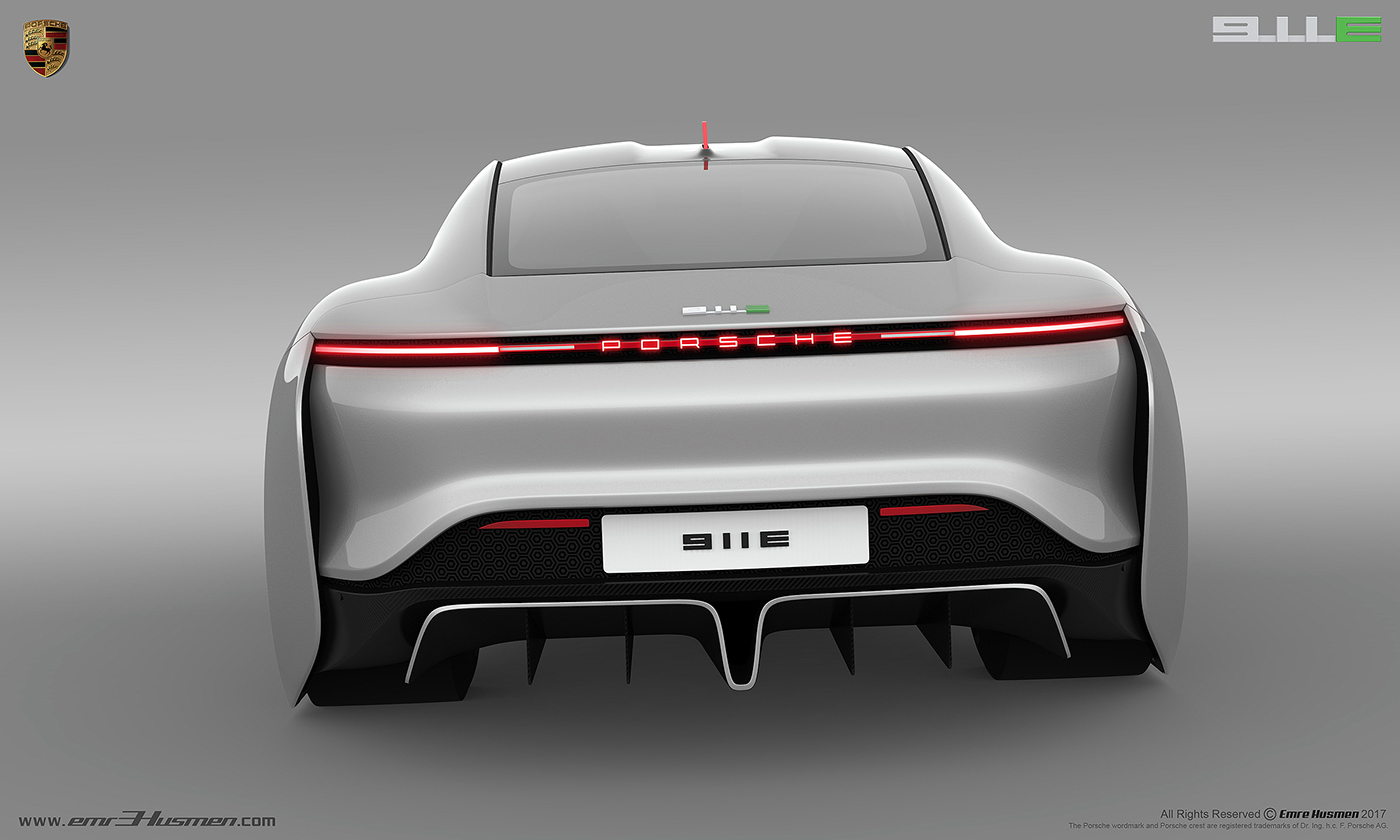 Porsche，911e，Automobile design，industrial design，modeling，Model，Render，