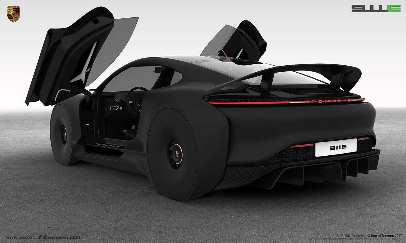 Porsche，911e，Automobile design，industrial design，modeling，Model，Render，