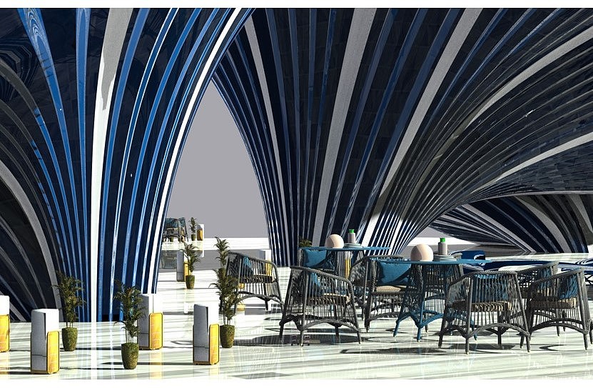 Whale bionics, sense of line, outdoor exhibition hall, architectural design，