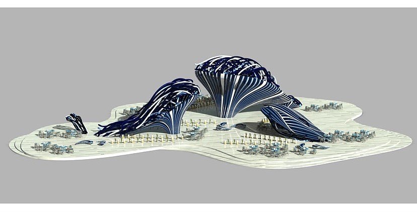 Whale bionics, sense of line, outdoor exhibition hall, architectural design，