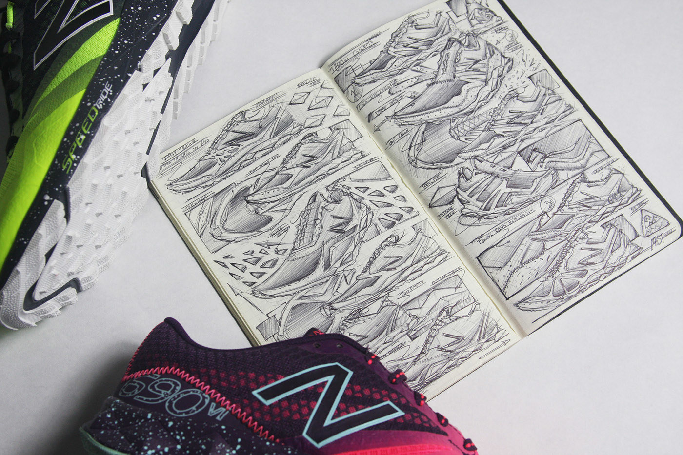 sneakers，Hand drawn manuscript，Outdoor sports，
