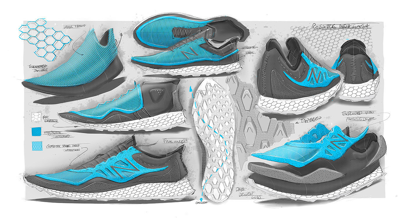 sneakers，Hand drawn manuscript，Outdoor sports，