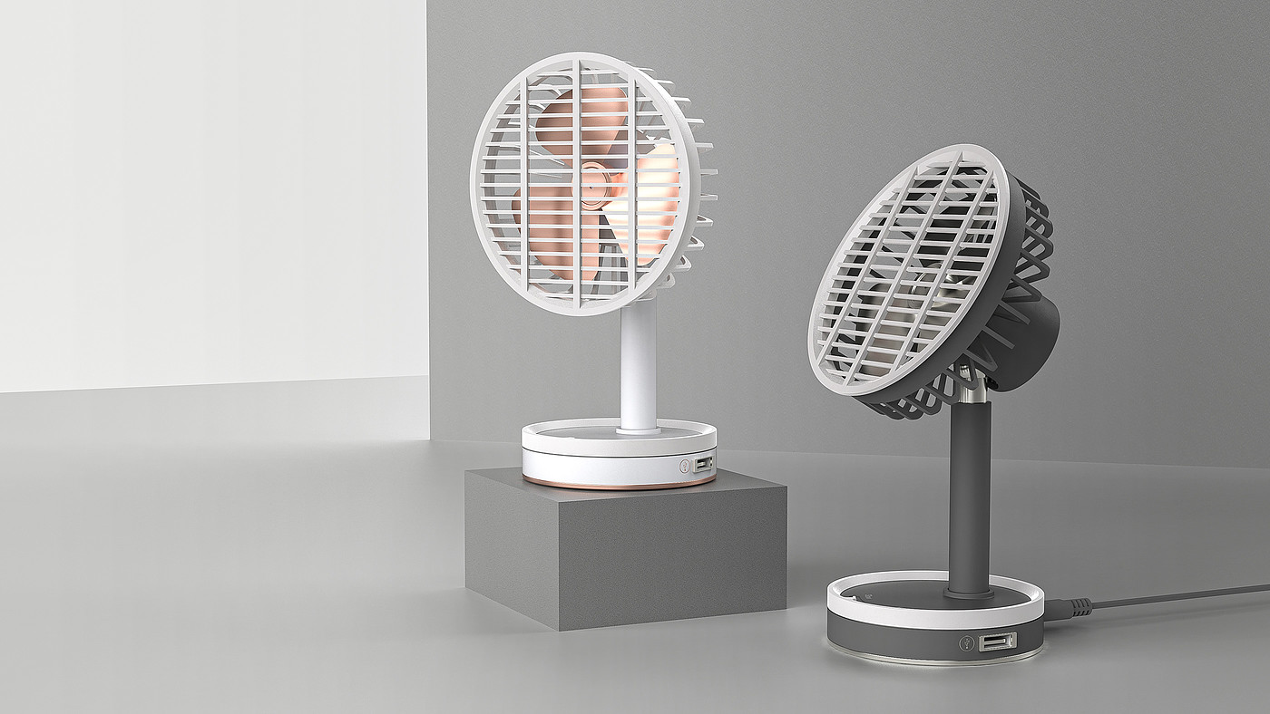 Desktop fan，IKEA effect，USB connection，Vertical rotation，LED indicator，