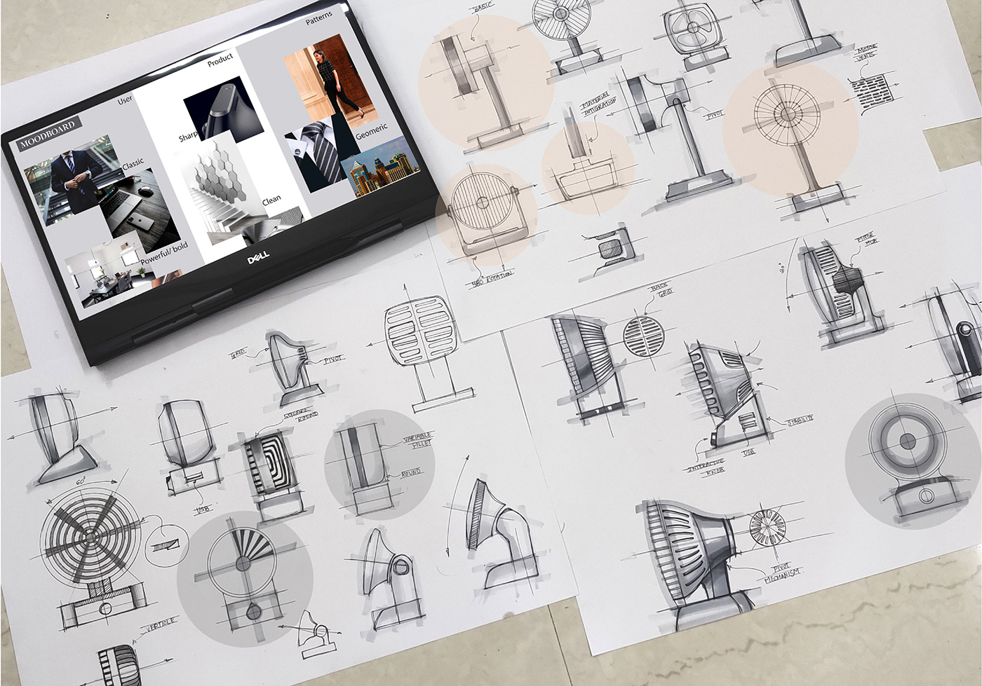 Desktop fan，IKEA effect，USB connection，Vertical rotation，LED indicator，