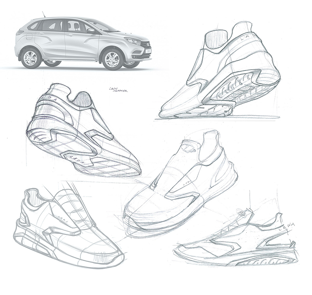 Shoe design，sneakers，Hand drawn，Rendering，Sports products，