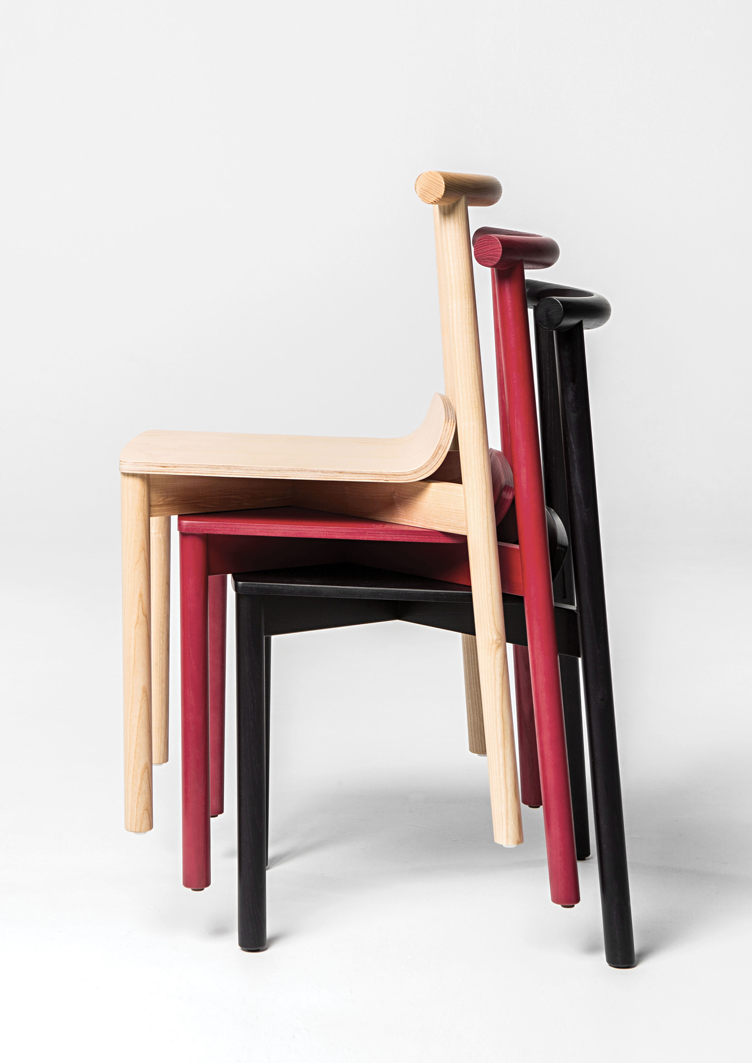 2020 red dot design concept award，Wox，chair，Stack，Pure white wax wood，Ergonomics，