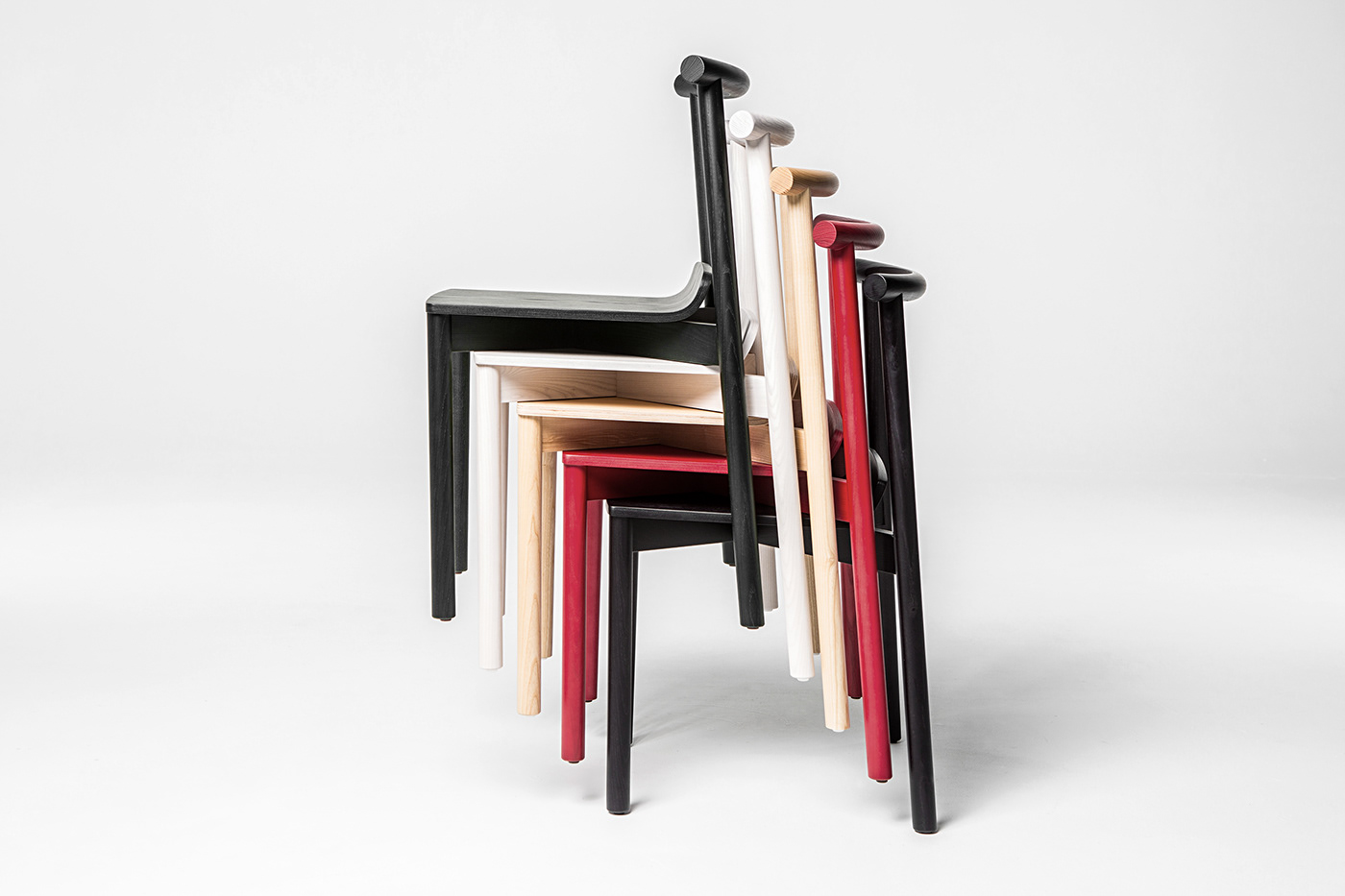 2020 red dot design concept award，Wox，chair，Stack，Pure white wax wood，Ergonomics，