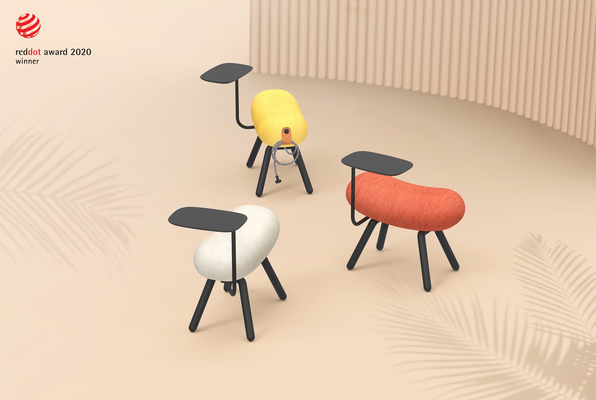 2020 red dot design concept award，Office Pony，Fast charging port，Office desk and chair，flexibility，