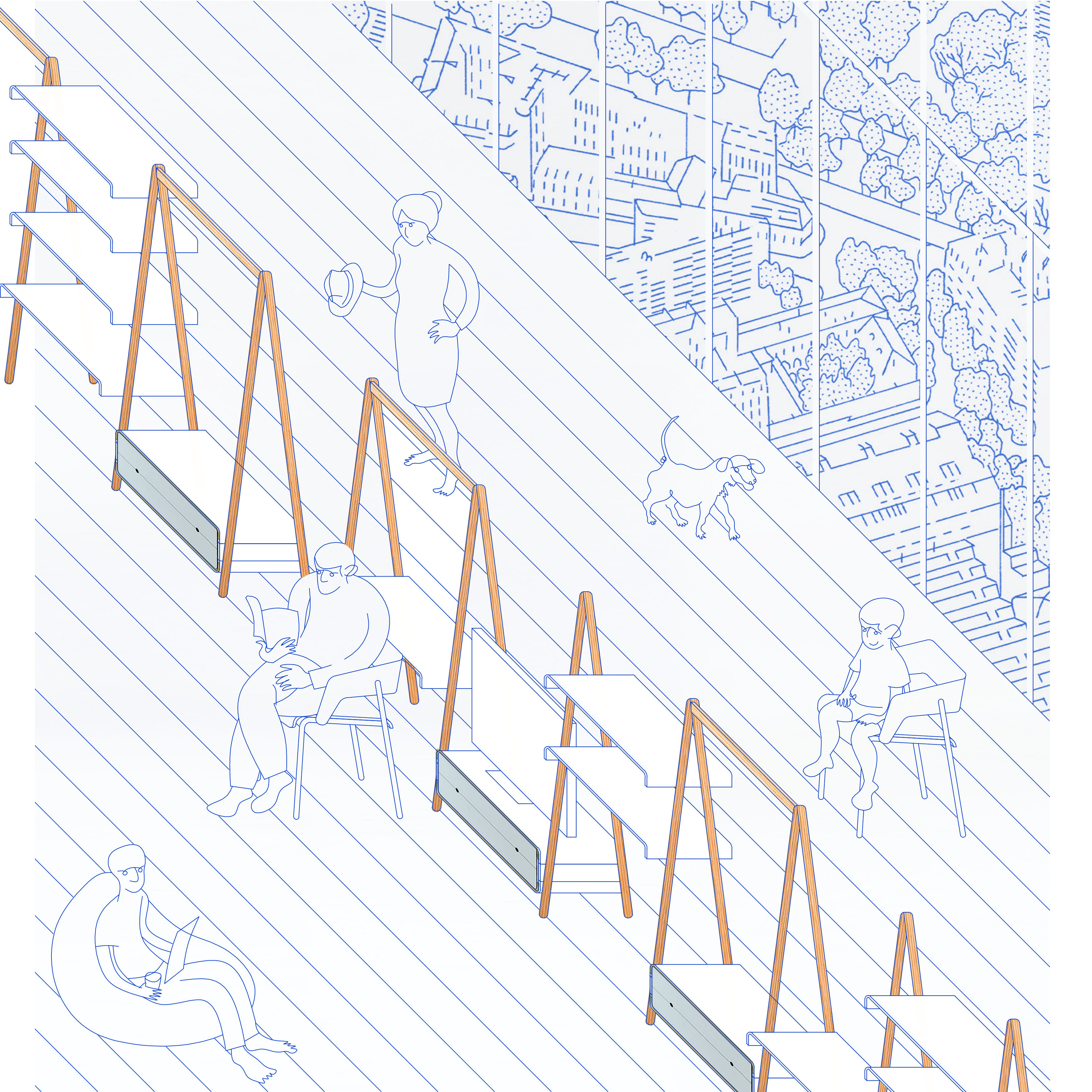 2020 red dot design concept award，U Shelf，U-shaped frame，wooden ，Plywood，