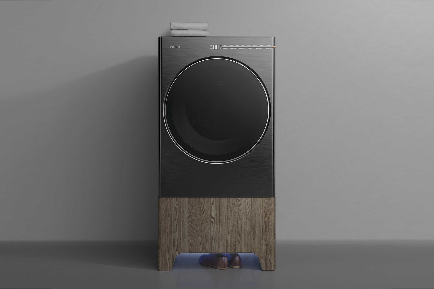 2020 red dot design concept award，WM Fresher，Washing machine，stainless steel，Walnut wood，