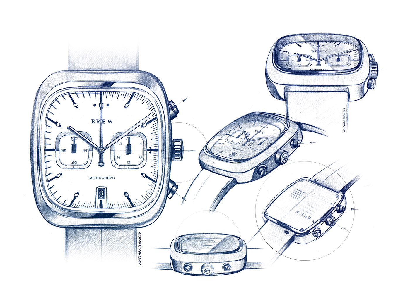 Wrist watch，sketch，fashion，