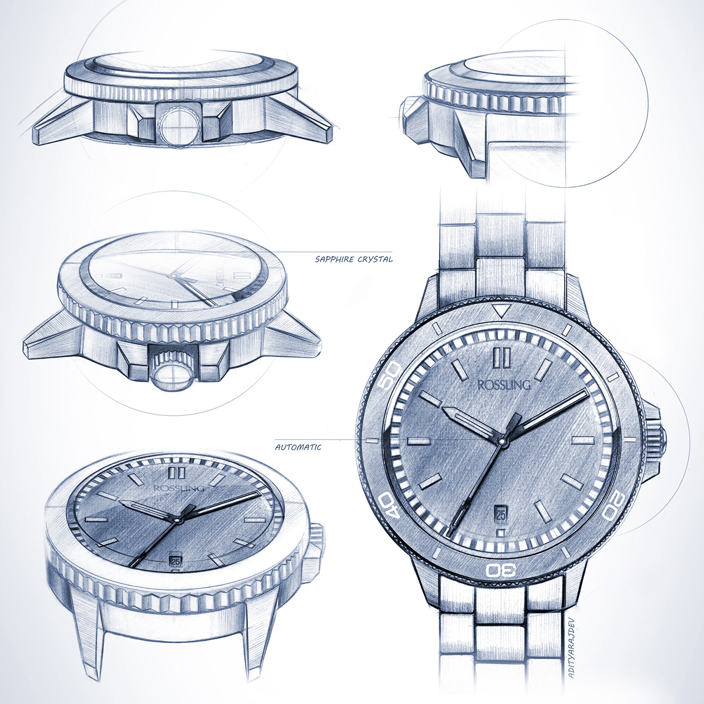 Wrist watch，sketch，fashion，