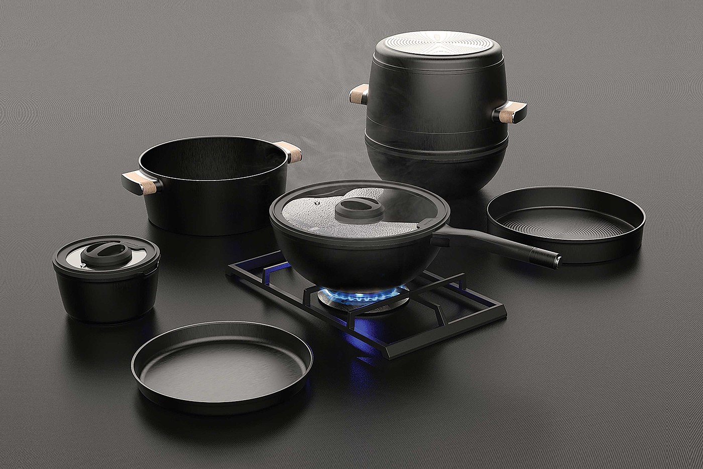 2020 red dot design concept award，The Cooking Totem，cooker，black，