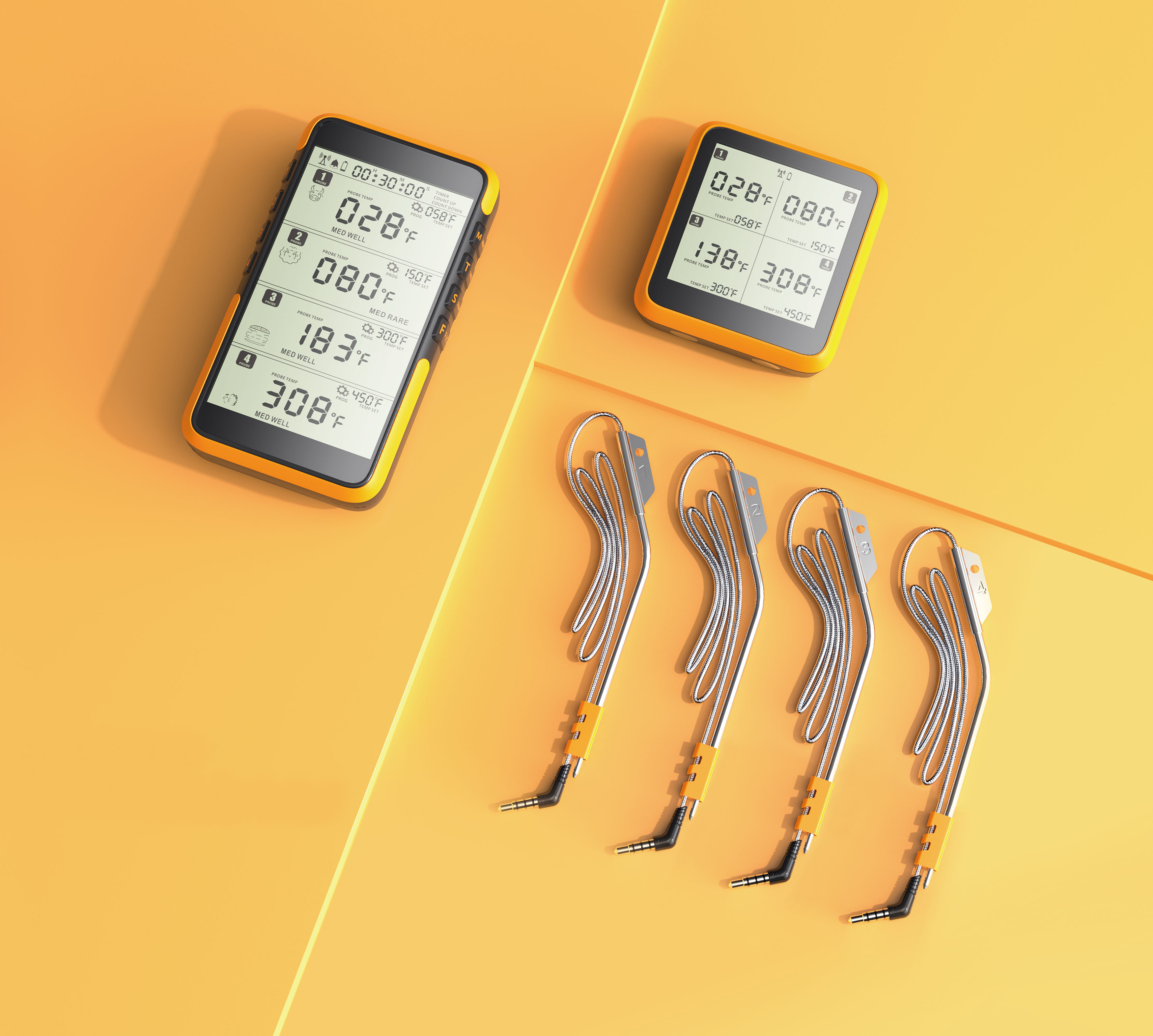 2020 red dot design concept award，BBQ-Thermometer，BBQ thermometer，Barbecue thermometer，LCD screen，